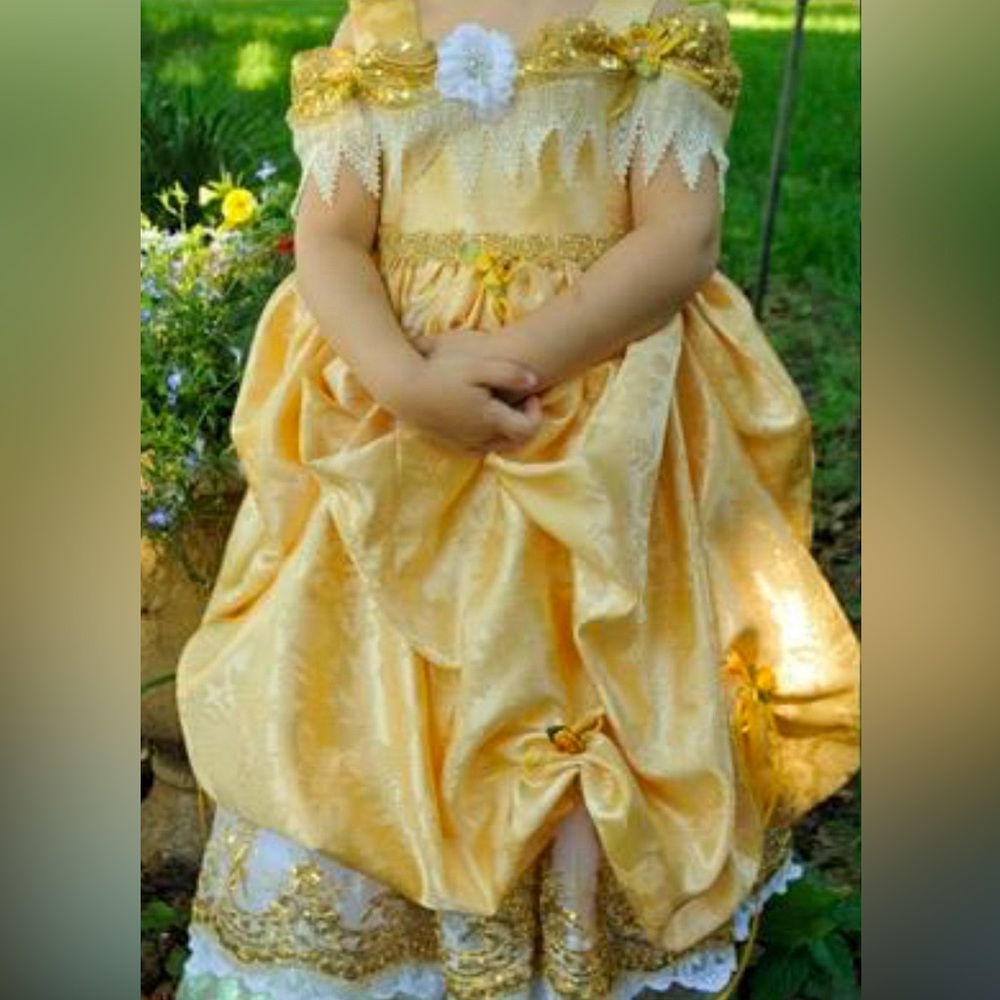 Custom made Belle-inspired pageant or costume dress for child